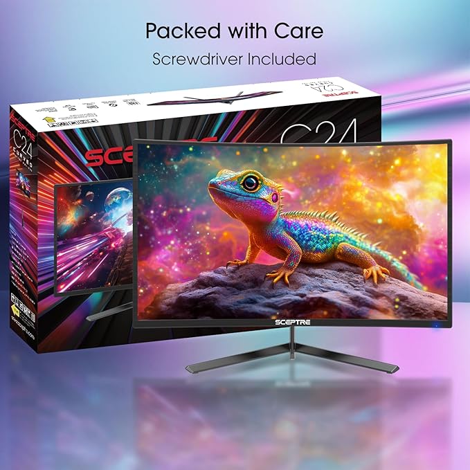 Sceptre New 24-inch Curved Gaming Monitor 1080p up to 180+Hz DisplayPort HDMI 100% sRGB AMD FreeSync Build-in Speakers Machine Black 2026 (C248B-FWT168 Series)