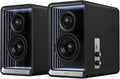 Edifier QR65 Desktop Active Monitor with 2.75 Long-Throw Aluminum Diaphragm mid-Low Drivers Hi-Res Audio Brilliant Light Effects 70W Output Power Bluetooth Speakers with Stands - Black