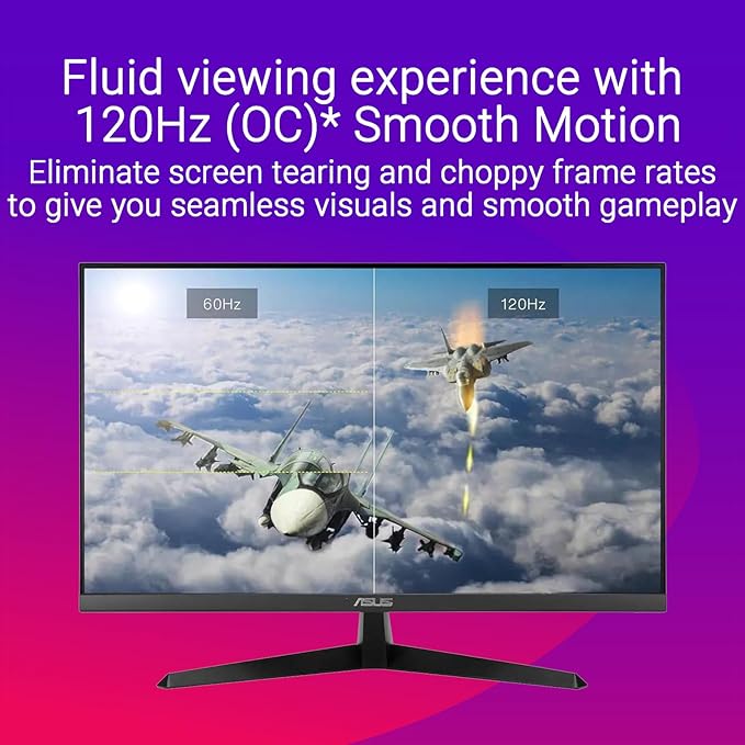 ASUS 24 FHD IPS Gaming Monitor 1080P Display 120Hz 1ms FreeSync Built-in Speakers Eye Care Plus Technology VESA Mountable TUV Certified Low Blue Light HDMI VGA