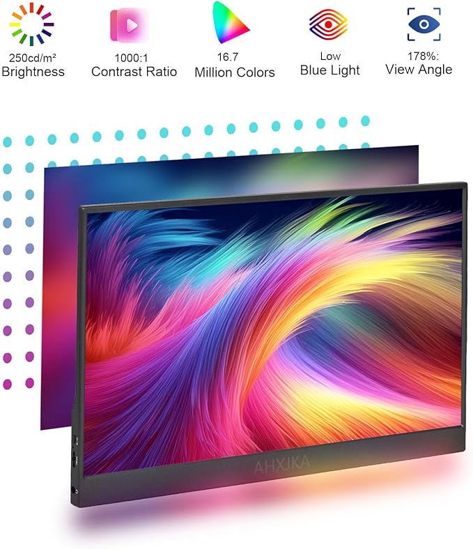 QQU 15.6 Inch Portable Monitor Touchscreen with Stand Portable Travel Monitor 1080P IPS/HDR Laptop Screen Extenderfor Gaming and Computer Display Compatible with Laptop PC Phone PS4/PS5 Switch