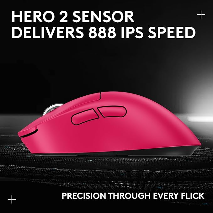 Logitech G PRO X Superlight 2 Wireless Gaming Mouse 60g Pro-Grade with 5 Programmable Buttons 44k DPI Sensor 8kHz Report Rate USB-C Charging for PC/Mac - Magenta