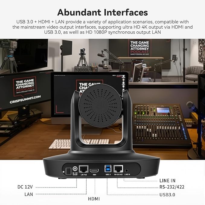 PERGEAR 4K Video Conference Camera NDI HX2 30x Hybrid Zoom &amp AI Auto Tracking Noise Cancelling Low-Light Optimized USB 3.0/HDMI/LAN for Zoom Teams Streaming Ideal for Classroom Live Studio