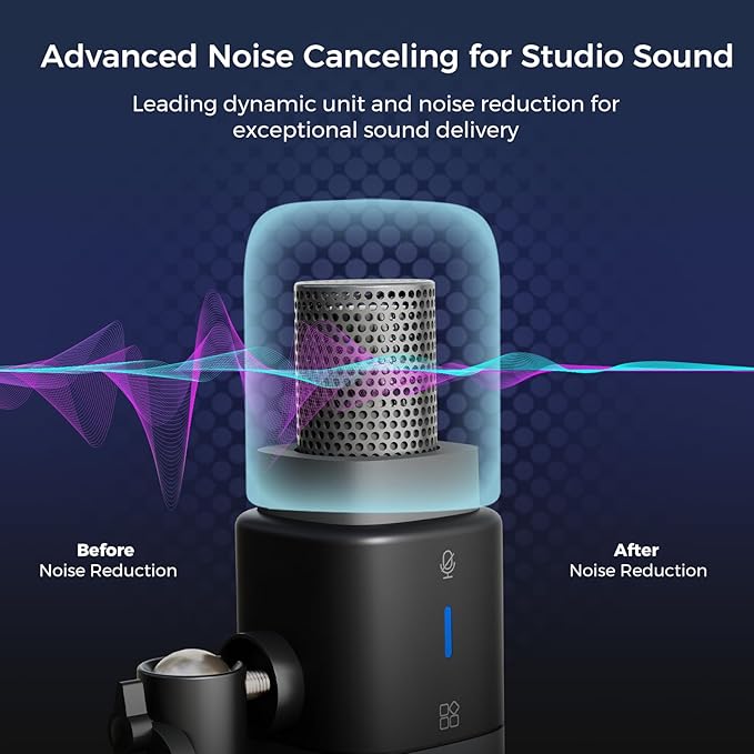 NearStream AM10X Dynamic Microphone USB/XLR Podcast Mic with Boom Arm Supercardioid Streaming Mic with AI Noise Cancellation Headphone Monitoring Mute &amp Gain Control for Gaming Podcasting