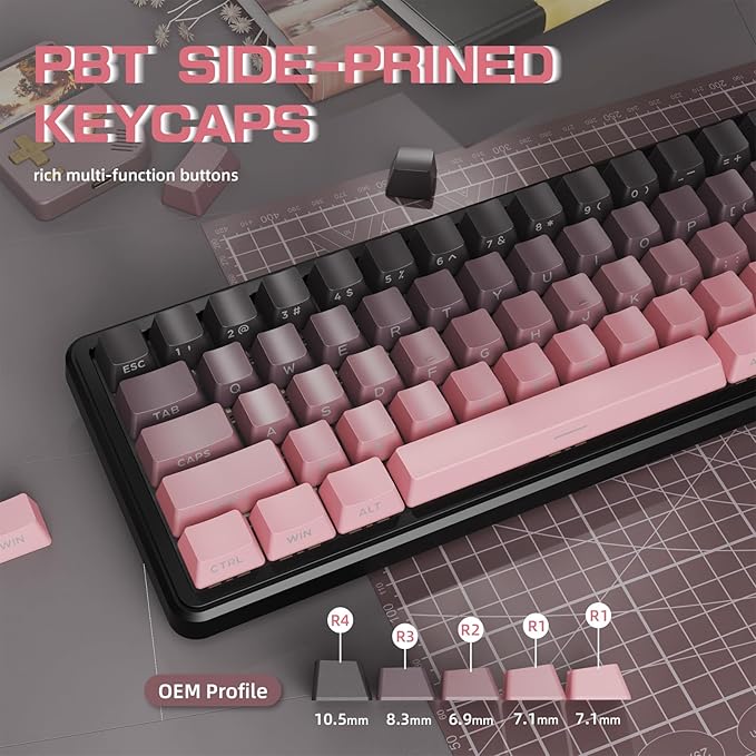 ATTACK SHARK X66 60% Wireless Mechanical Gaming Keyboard with KnobGasket Hot Swappable Custom KeyboardSide Printed PBT KeycapsTri Mode USB-C/BT5.0/2.4G RGB Keyboard with Coiled Cable - BlackBerry
