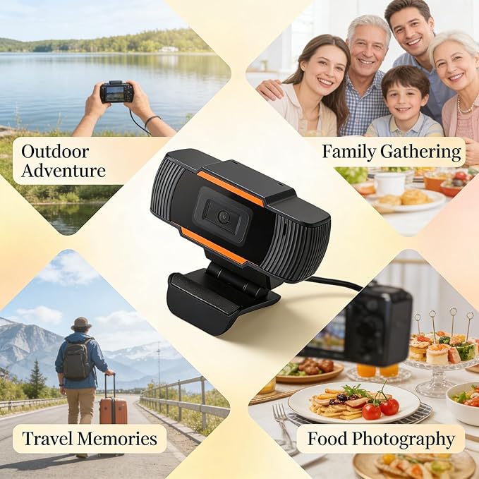 720P High Definition Webcam Camera USB 2.0 Digital PC Laptop Desktop Compatible - True Color Image Automatic White Balance Video Conferencing Ready