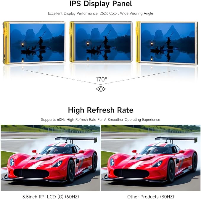 Waveshare 3.5inch Resistive Touch Display Compatible with Raspberry Pi 5/4B/3B Pi Pico IPS Panel 320×480 Immersion Gold Process 262K Color