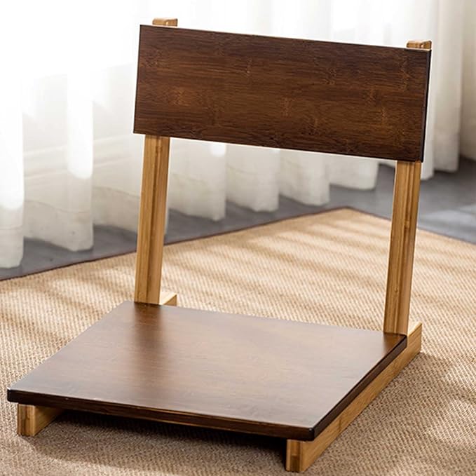 BTZHY Floor Chair Wooden Floor Chair Portable Footless Japanese Style Chair with Backrest Tatami Chair Home Bay Window Lazy Back Chair Outdoor Indoor Backrest Chair