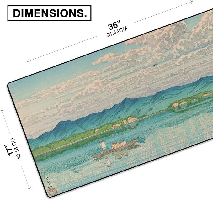 MPCO. Original Large Gaming Desk Mat – 36 x 17 Aeroglyde Ukiyo-E Lake Hamana Full Desk Mouse Pad for Smooth Precision – Non-Slip Washable Extra-Large PC Mouse Pad for Gaming Sessions