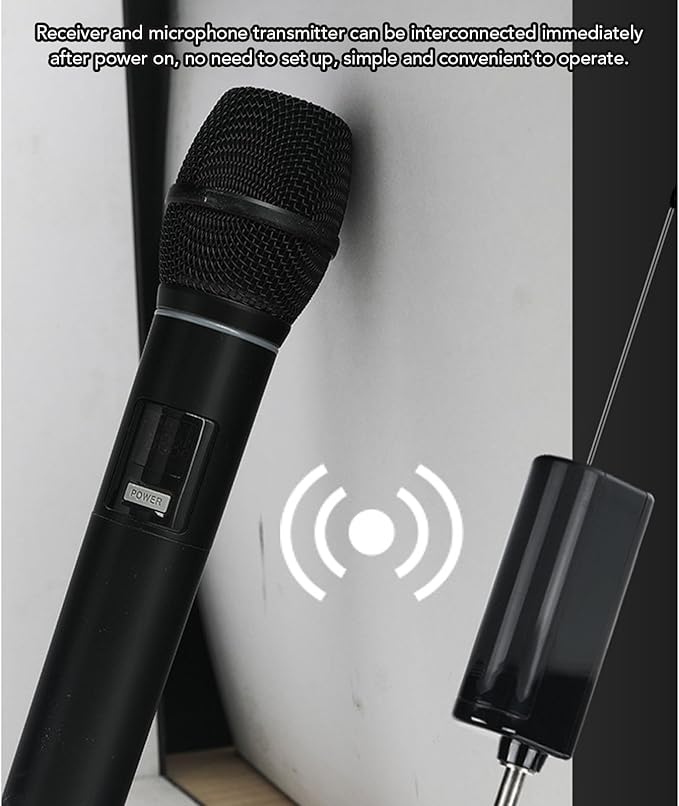 Karaoke MicrophoneProfessional Microphone with Lights6.35MM UHF Rechargeable Cordless Dynamic Microphone for Home Stage Performance Karaoke