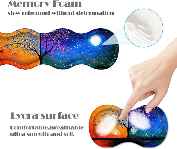 Ergonomic Keyboard Wrist Rest &amp Mouse Pad Wrist Rest SetXL Gaming Desk Mat 31.5x 11.8Non-Slip BaseMemory FoamEasy Typing Pain Relief for Office &amp HomeButterfly Tree