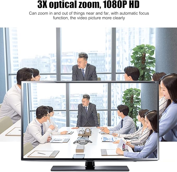 PTZ Conference Camera Conference Room Camera System USB HD 1080P 2.19MP 3X Fixed Focus Video Conference Camera for Business Meeting 100‑240V(U.S. Plug)