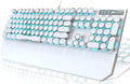 Camiysn Typewriter Style Mechanical Gaming Keyboard White Retro Punk Gaming Keyboard with Blue Backlit 104 Keys Blue Switch Wired Cute Keyboards Round Keycaps for Windows/Mac/PC