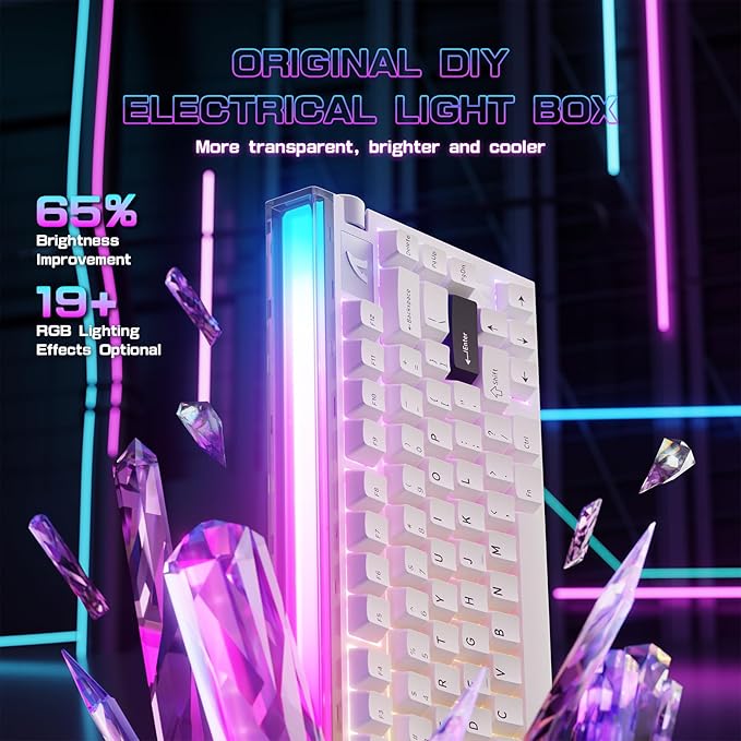 ATTACK SHARK R85 HE Wired 75% Rapid Trigger Mechanical Gaming Keyboard with Custom Lightbox 8KHz Polling Rate0.005mm RT Accuracy0.08MS LatencyHall EffectMagnetic SwitchDriver for PC-Star White