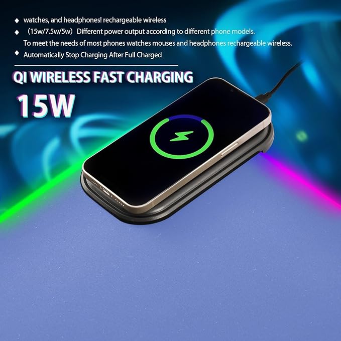 Blue Mouse Pad Gaming Mousepad Non Slip Desk Mat Wireless Charging Computer Mouse Pads RGB Keyboard Pad Mats for Desktop Home Office 35.4 x 15.7 in