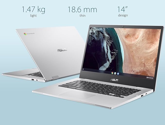 ASUS Chromebook 14 Laptop (14 FHD Anti-Glare Intel Celeron N4500 4GB RAM 128GB Storage (64GB eMMC+ 64GB IST SD Card)) Home &amp Student IST HUB 12-Hour Long Battery Life Webcam Wi-Fi Chrome