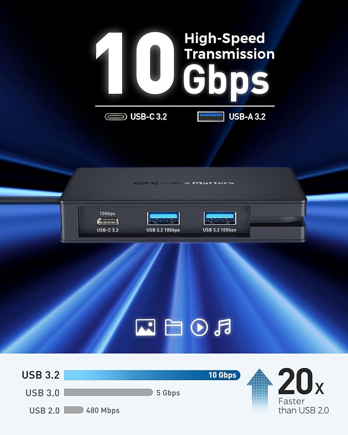 Cable Matters 8-in-1 Portable 40Gbps USB4 Hub (USB 4 Dock) Dual DisplayPort 4K@60Hz Single DP 4K@240Hz/8K@60Hz 100W PD Gigabit Ethernet Limited macOS Display Support Thunderbolt 4 Compatible