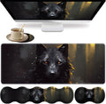 Large XXL Gaming Desk Mat 31.5x 11.8 Ergonomic Keyboard Wrist Rest &amp Mouse Pad Wrist Rest + Coaster Set Non-Slip Base Memory Foam Office and Home Black Wolf