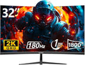 Gawfolk 32 Inch Curved Gaming Monitor 180Hz QHD (2560x1440) 2K Computer Monitor with FreeSync DisplayPort HDMI Wall Mountable Eye Care for Home Office &amp Gaming
