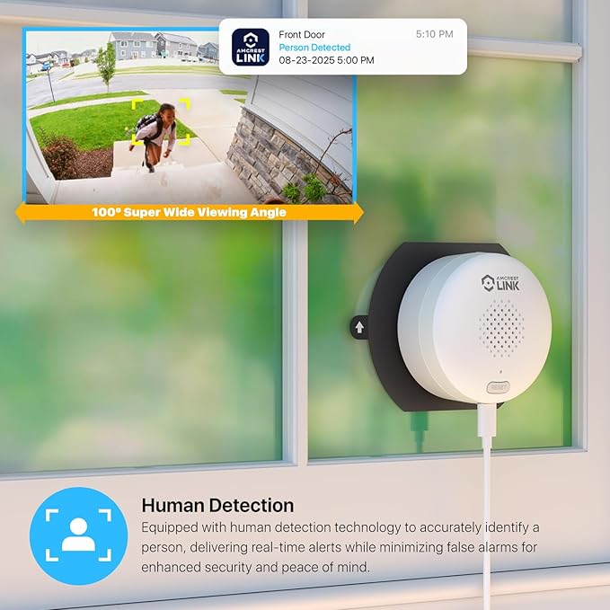 Amcrest Link 3MP 2K Window Camera 2.4GHz&amp5GHz WiFi Indoor Camera AI Human &amp Motion Detection Wide Angle 100° FOV Night Vision 2-Way Audio Wired Power Supports MicroSD Upto 128GB