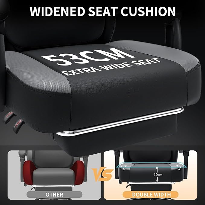 HOFFREE 3D Kneading Massage Gaming Chair with Heated Massage Lumbar Support Office Computer Chairs for Adults with Footrest Ergonomic Comfy Game Chair for Gaming Office 400lbs Black