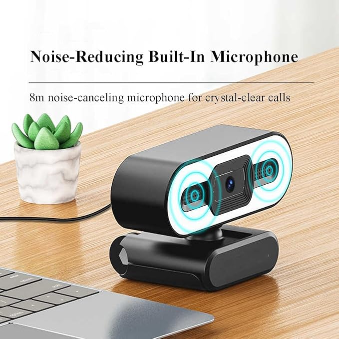 GIZNXBA Webcam with Microphone &amp Three-Level Light USB Computer Camera Plug &amp Play with Auto Light Correction Privacy Cover for PC/Laptop Video Calls Streaming &amp Online Meetings(2K)