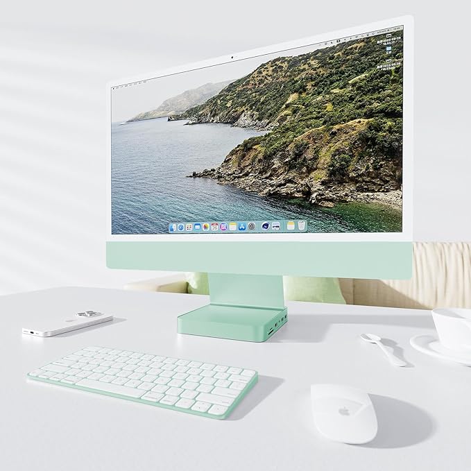 USB C HUB for iMac 24 inch 2021/2023/2024 USB Hub Adapter iMac Accessories for iMac M1/M3/M4 with USB C 10Gbps 3*USB A SD/TF Docking Station Support Expand M.2 SSD (Not Included) Green