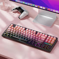 V80 Wired TKL RGB Gaming Keyboard 80% Compact Layout with PBT Keycaps Whisper Quiet Membrane Switch 26-Key Anti-Ghosting Ergonomic Computer Keyboard for Laptop PC Gamer - BlackBerry Pink