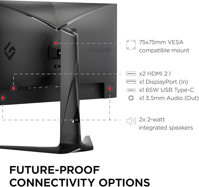 ViewSonic XG275D-4K 27 Inch 4K UHD Gaming Monitor with Switchable Refresh Rate Up to 320Hz 0.5ms Response Time AMD FreeSync Premium Advanced Ergonomics HDMI DisplayPort and 65W USB-C