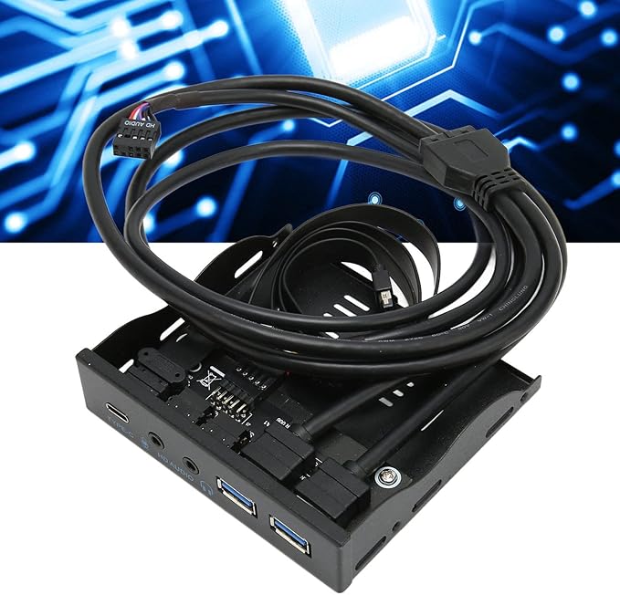 3.5 Inch Front Panel USB C Hub 10Gbps USB3.2 with 20Pin 2 Port USB 3.0 Hub and 3.5mm Audio Interface for 8 10 11