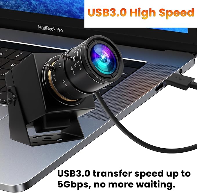 ELP 4K USB3.0 HDMI Webcam - 60fps 8MP 4X Zoom Lens (2.8-12mm) Close-up H.264 Telescope Industrial CCTV