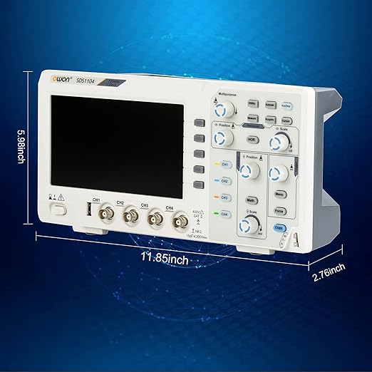 SDS1104 4CH Digital Desktop Storage Oscilloscope 7 LCD Display Handheld Portable Oscillometer 100MHz 1GS/s SCPI and LabVIEW Supported