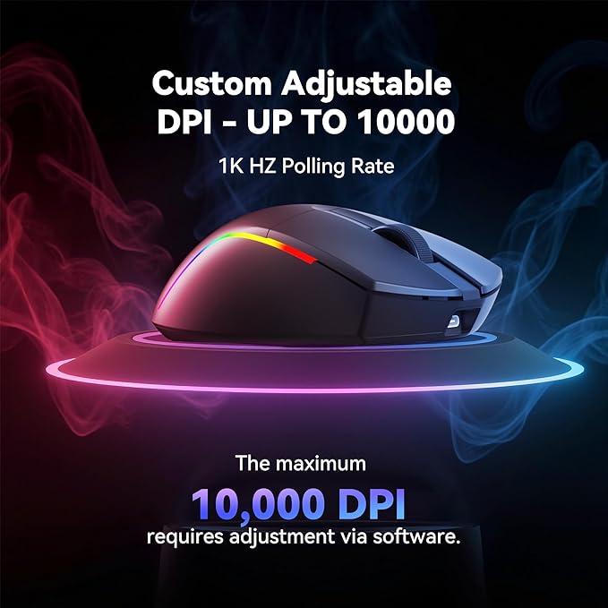 Redragon S107KS Wireless Gaming Keyboard and Mouse RGB Backlit 3 Mode (Wired/2.4G/BT) Up to 10000 DPI Gaming Mouse with Software Ultra Lightweight 65g 25 Key Anti-Ghosting Keyboard for PC