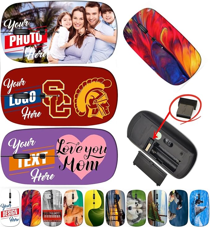 maizi Custom Wireless Mouse for Laptop Mac Computer Personal Laptop Wireless Mice for 33717291 Colorful Paint Magic Lightweight 2.4G USB Receiver Printed in USA