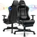 GTPLAYER Gaming Chair with Speakers Video Game Chairs with Footrest for Adults Ergonomic Computer PC Gamer Reclining Chair(Black)