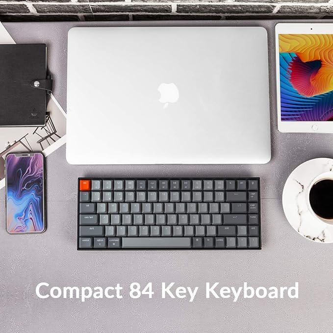 Keychron K2 75% Layout RGB Bluetooth Wireless Mechanical Keyboard with Keychron Super Red Switch/Anti Ghosting/N-Key Rollover Compact 84 Keys USB Wired Gaming Keyboard for Mac Windows-Version 2