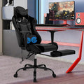 Massage Gaming Chair with Headrest and Footrest Ergonomic Gaming Desk Chair Lumbar Support Computer Game Chair Leather Video Gaming Chair Adjustable Gamer Chair for Adults Kids Black