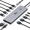 13 in 1 Laptop USB C Docking Station - Dual Monitor 8 USB C/A Ports Ethernet Audio - LIONWEI USB C Hub for MacBookDellHPLenovoSurface