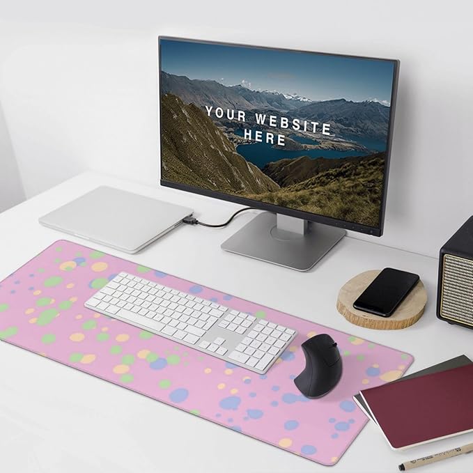 Colorful Polka Dots Large Gaming Mouse Pad 35.5 X 16 Inch Extended Desk Mat for Keyboard and Mouse Waterproof Computer Mousepad with Stitched Edges &amp Non-Slip Base