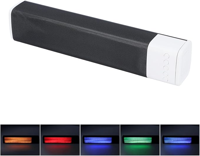 Yoidesu RGB Desktop Soundbar Bluetooth Computer Speaker with Dynamic Lighting Audio Light Sync Display 4Ω 5W for Home Gathering Outdoor Picnic (White)