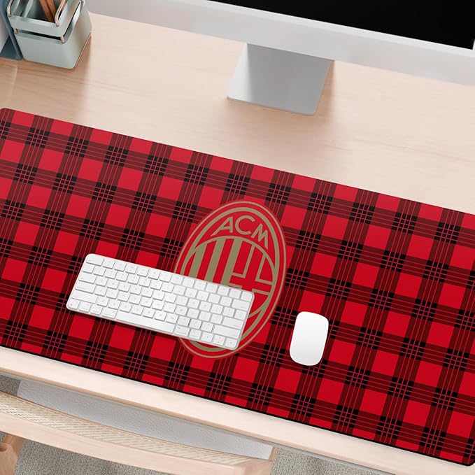 Head Case Designs Officially Licensed AC Milan Tartan Crest Logo 37.4 x 15.75 x 0.16 inches (900 x 400 mm) - XL Gaming Office Desk PC Keyboard Mouse Mat Pad