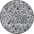 Black and White Round Floor Mat Doormat Non Slip Absorbent Carpet Yoga Rug for Entryway Bedroom Living Room Sofa Home Decor Lace Pattern with Flowers and Floral Diameter 39.4 in