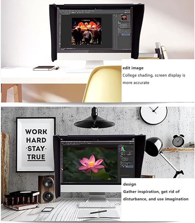 Monitor Hood Desktop Computer Sunshade Portable LCD LED Video Monitor Hood Sunhood 16-26 Inch Adjustable and Privacy Protection Blocks Ambient Stray Light for Computer Office Work