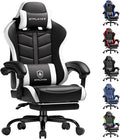 GTPLAYER Gaming Chair for Adults Ergonomic Computer Gaming Chair with Footrest Height Adjustable 90-155° Recline &amp Removable Headrest Lumbar Support Snow White