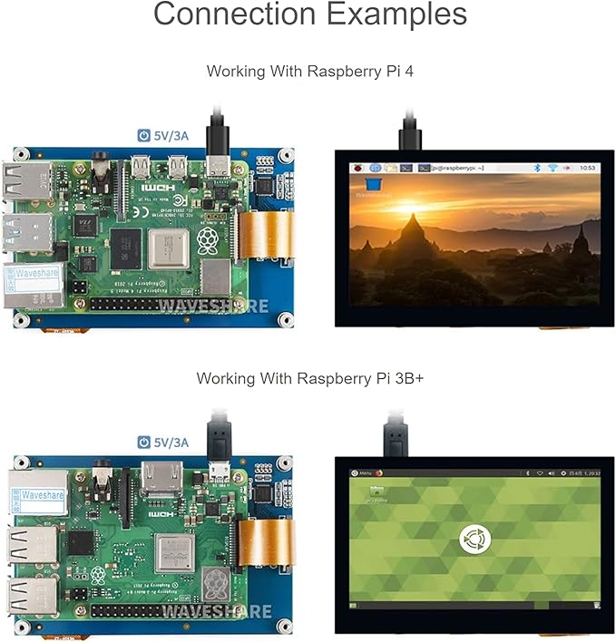 Waveshare 4.3 Inch DSI LCD Screen for Raspberry Pi 4B/3B+/3A+/3B/2B/B+/A+ Touch Screen 800×480 Monitor IPS Capacitive Screen with MIPI DSI Interface