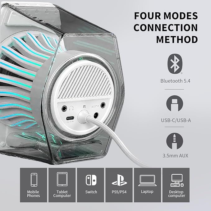 Edifier G2000 Pro 64W Desktop 2.0 Computer Gaming Speakers for PC Laptop Mac Woofer Bluetooth USB 3.5mm AUX Inputs RGB Lights Multimedia Speakers White