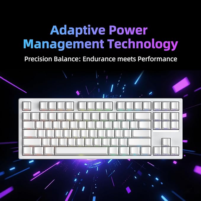 FE87 V2 Wired Mechanical Keyboard 8KHZ Polling Rate Support SODC/Latency As 0.125MSHot SwappableARGB Backlit Gaming Keyboard(White/Crystal Snow Switch)