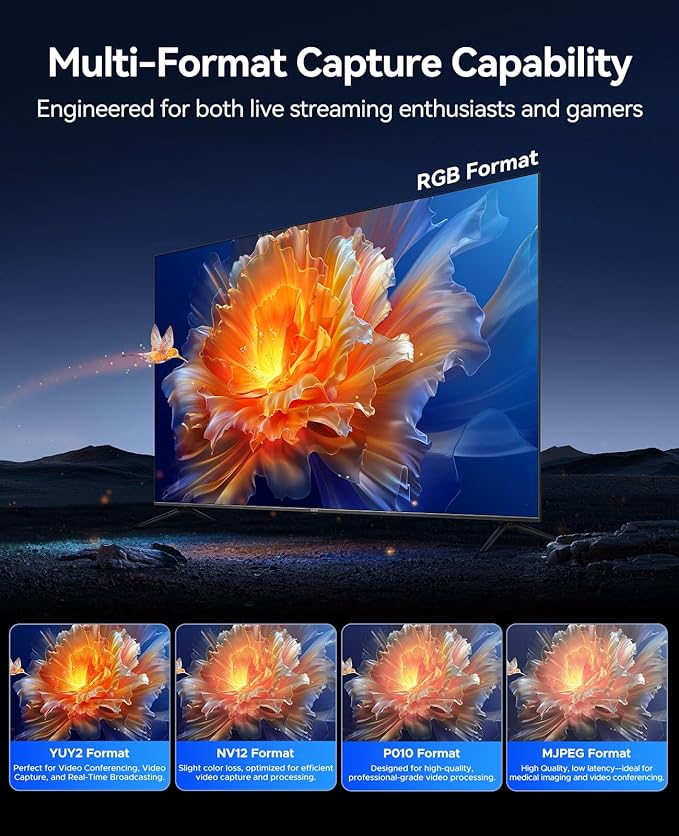 ORICO IS6 4K Portable HDMI Capture Card with Dual 4K@60Hz Inputs – Compatible with PS5 Xbox Switch OBS &amp More for Live Streaming &amp Recording Works on PC Mac Laptop iPad