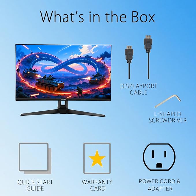 ASUS TUF Gaming 27 2K HDR Monitor - QHD (2560 x 1440) 180Hz 1ms Fast IPS 130% sRGB ELMB Speakers Freesync Premium G-SYNC Compatible DisplayPort &amp 2 x HDMI Tilt/Swivel VESA Black