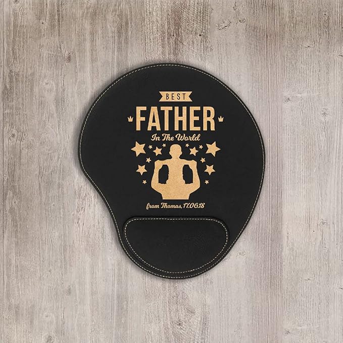 Personalized Father's Day Leather Mouse Pad Customized Father's Day Mouse Pad with Wrist Rest Support