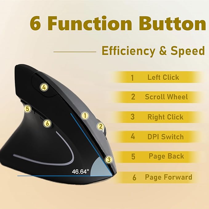 Urby Left Handed Mouse Vertical Left Handed Ergonomic Wireless Mouse Ideal for Lefty Users Gaming &amp Office Use Compatible with Windows/macOS/iPadOS. Black